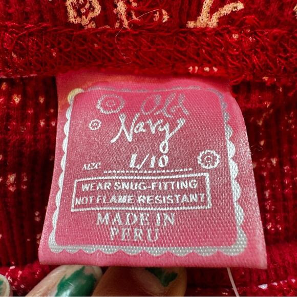 Old Navy Kids Red and White Patterned Pajama Bottoms Sizes 10 & 13 - Picture 5 of 6